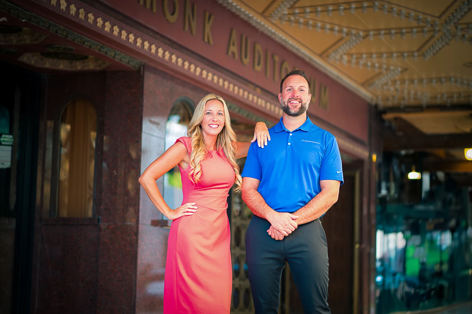 Joe and Serenity Almond together outside the Coronado Theatre in Rockford, Illinois.